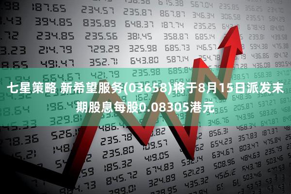七星策略 新希望服务(03658)将于8月15日派发末期股息每股0.08305港元